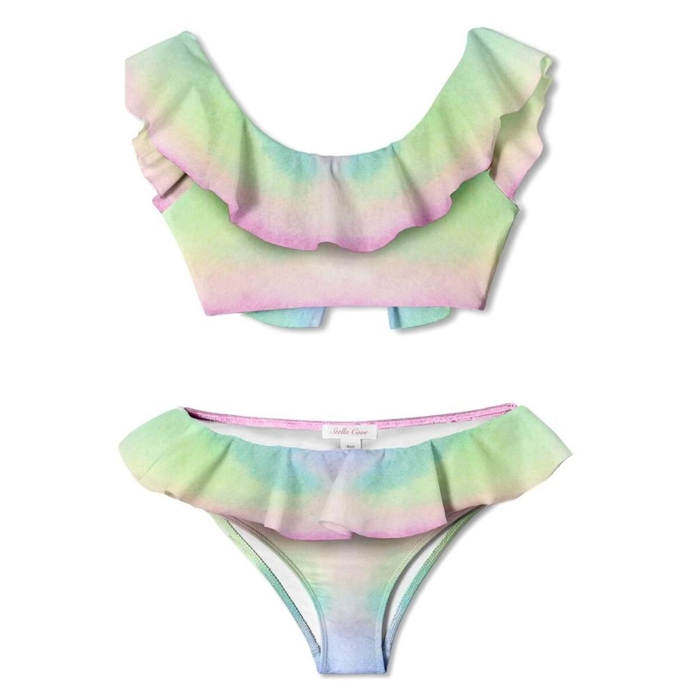 ruffled tie dye bikini for girls various sizes